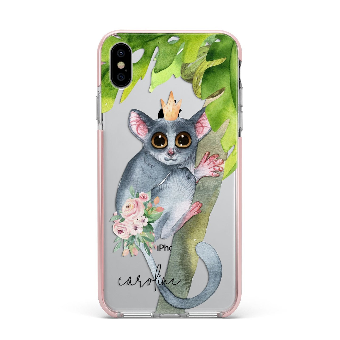 Personalised Galago Apple iPhone Xs Max Impact Case Pink Edge on Silver Phone