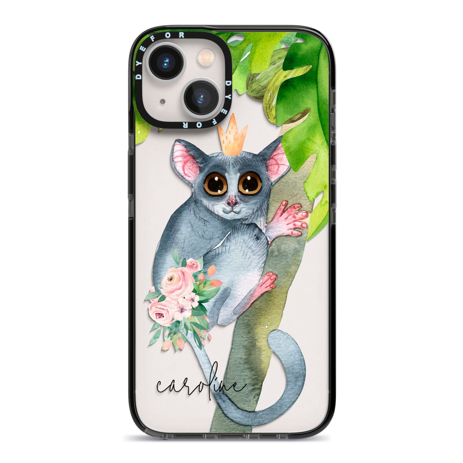 Personalised Galago iPhone 13 Black Impact Case on Silver phone
