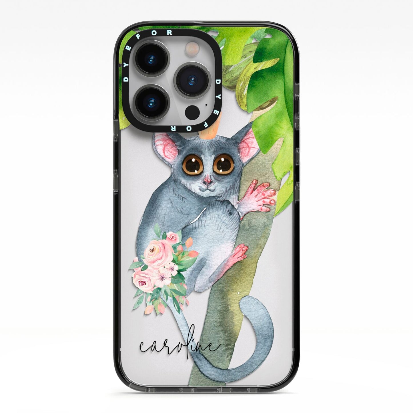 Personalised Galago iPhone 13 Pro Black Impact Case on Silver phone