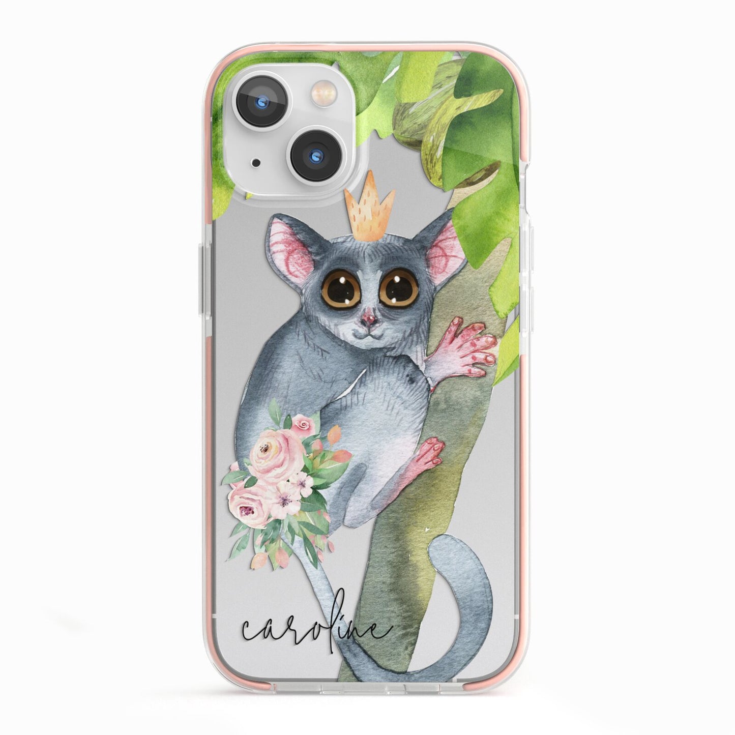 Personalised Galago iPhone 13 TPU Impact Case with Pink Edges