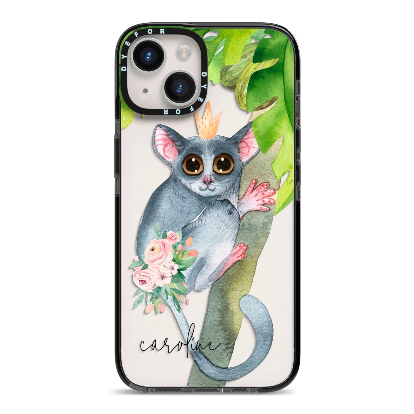 Personalised Galago iPhone 14 Black Impact Case on Silver phone