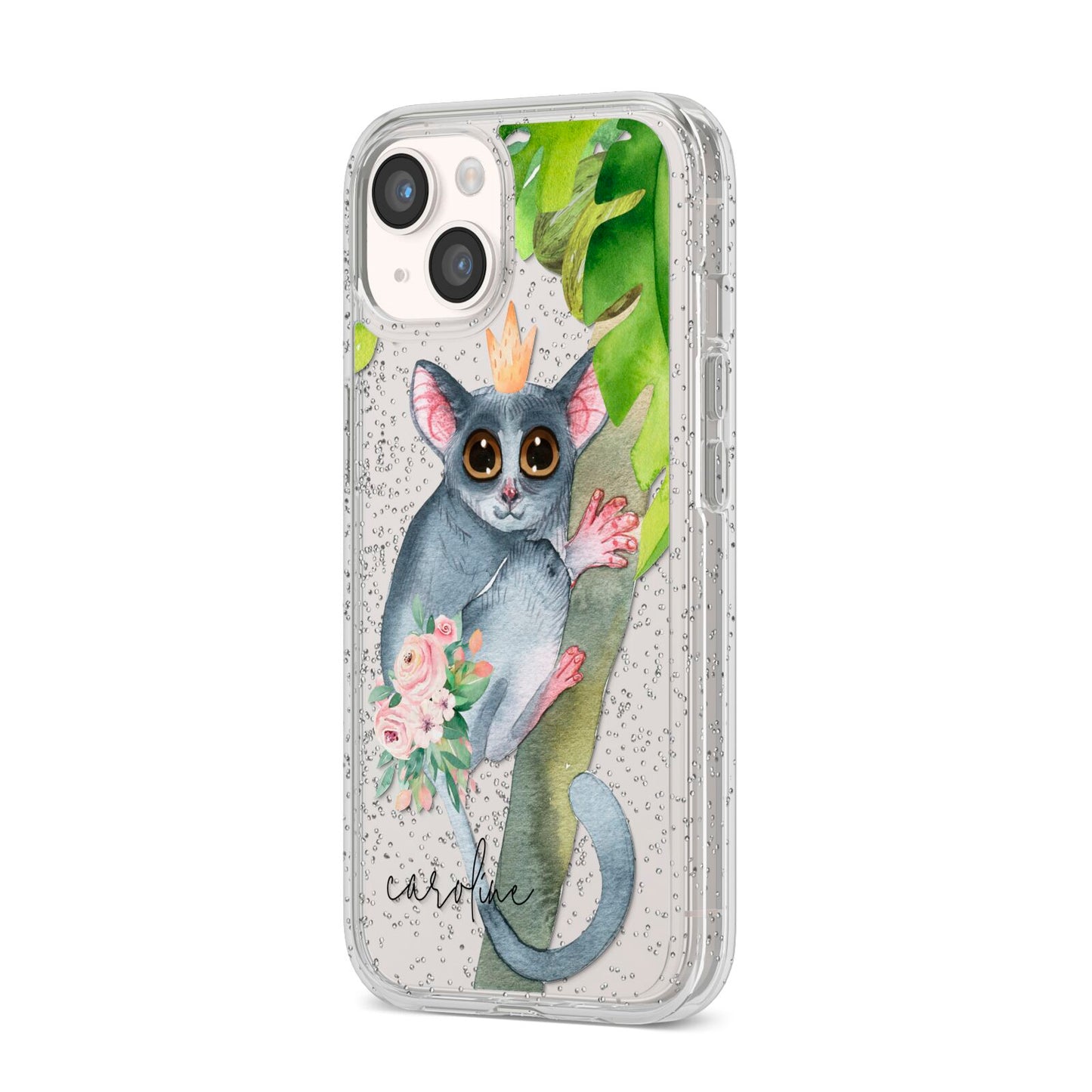 Personalised Galago iPhone 14 Glitter Tough Case Starlight Angled Image