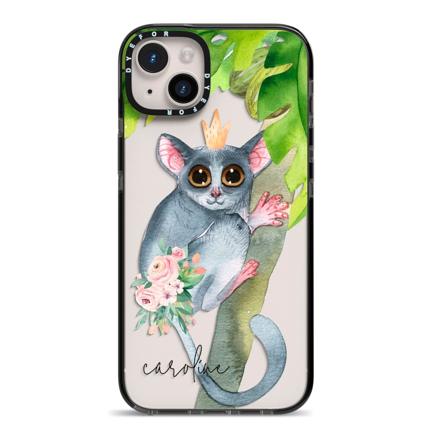 Personalised Galago iPhone 14 Plus Black Impact Case on Silver phone