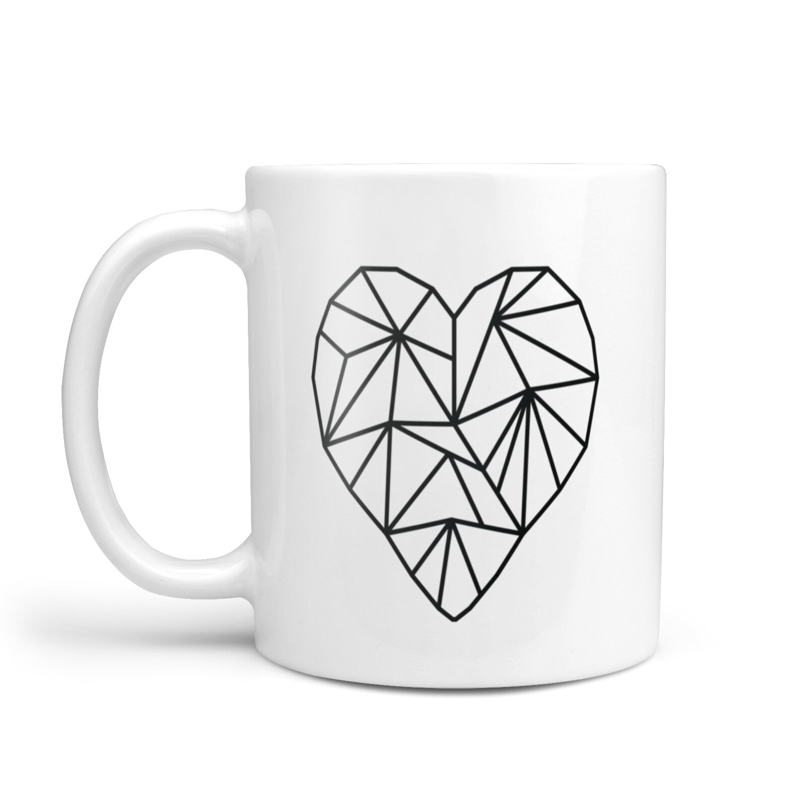 Personalised Geometric Heart Name Clear 10oz Mug Alternative Image 1