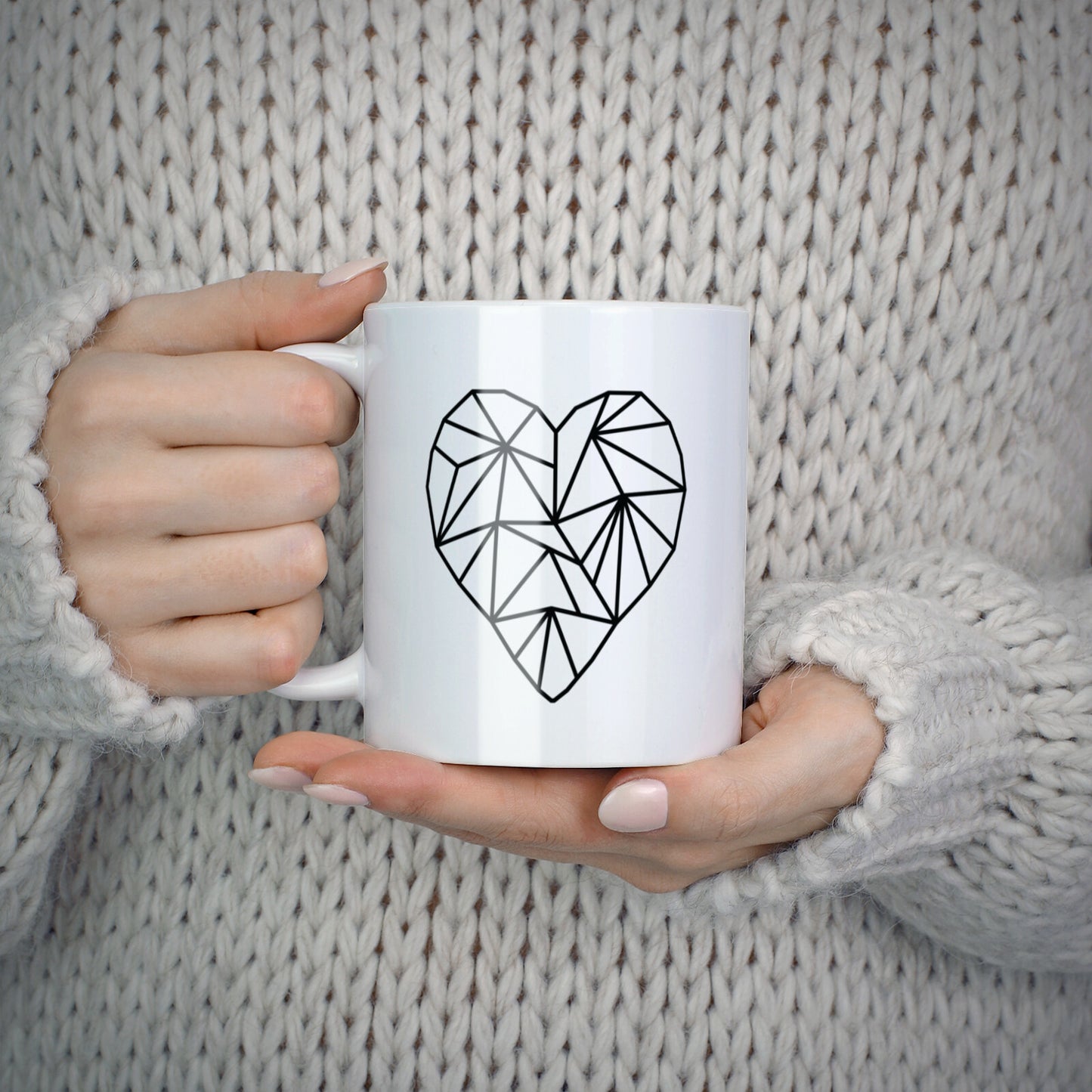 Personalised Geometric Heart Name Clear 10oz Mug Alternative Image 5