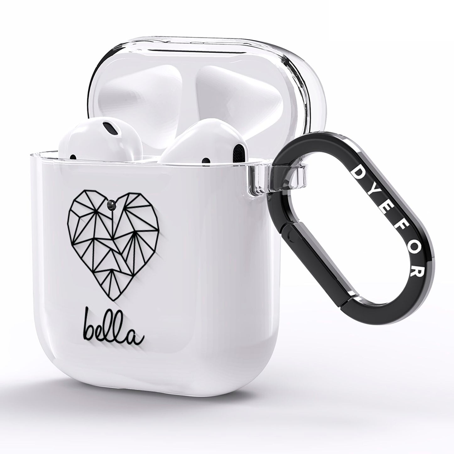 Personalised Geometric Heart Name Clear AirPods Clear Case Side Image