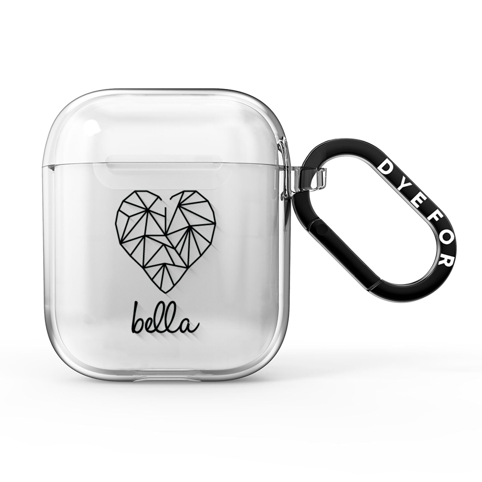 Personalised Geometric Heart Name Clear AirPods Clear Case