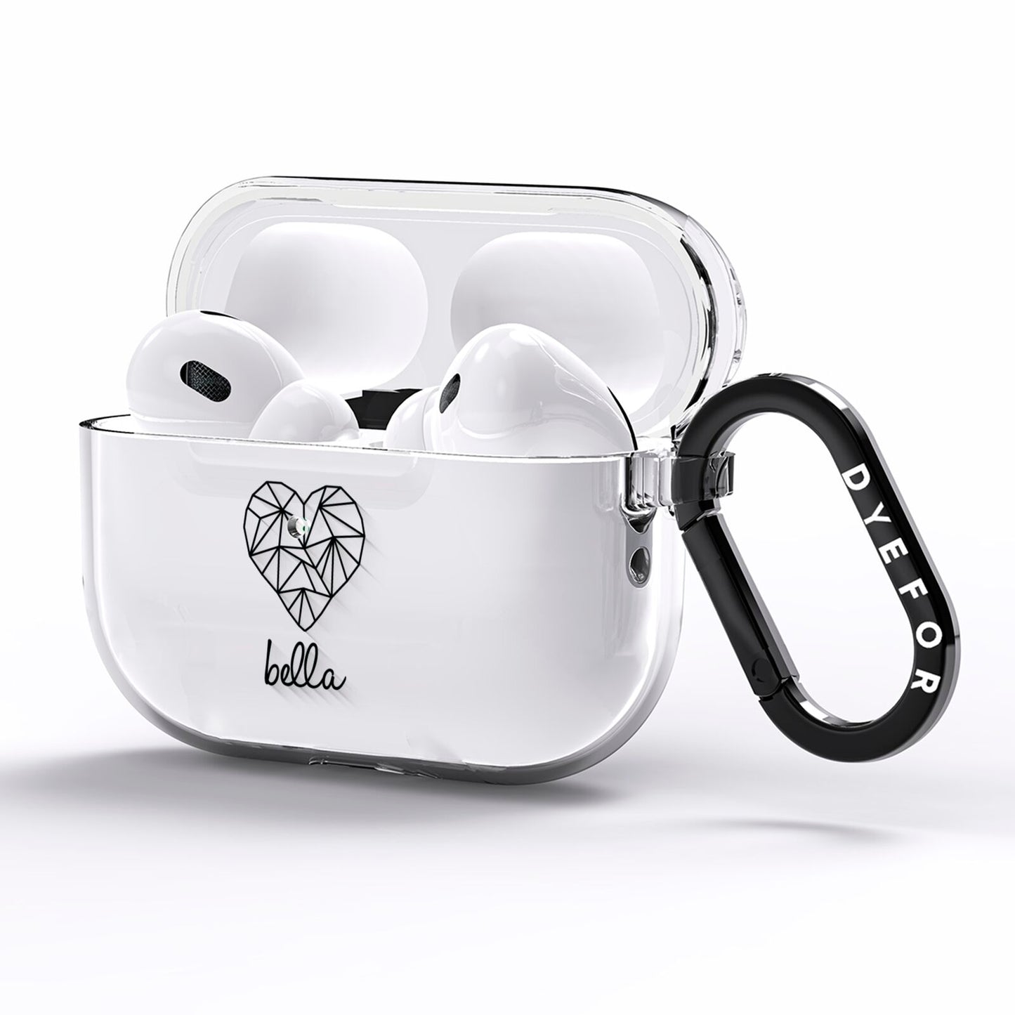 Personalised Geometric Heart Name Clear AirPods Pro Clear Case Side Image