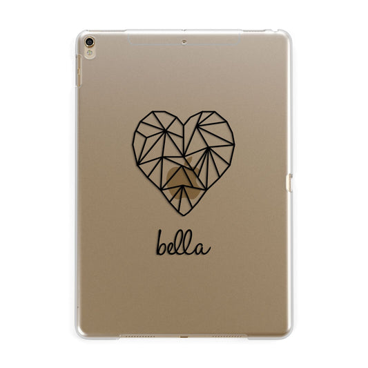 Personalised Geometric Heart Name Clear Apple iPad Gold Case