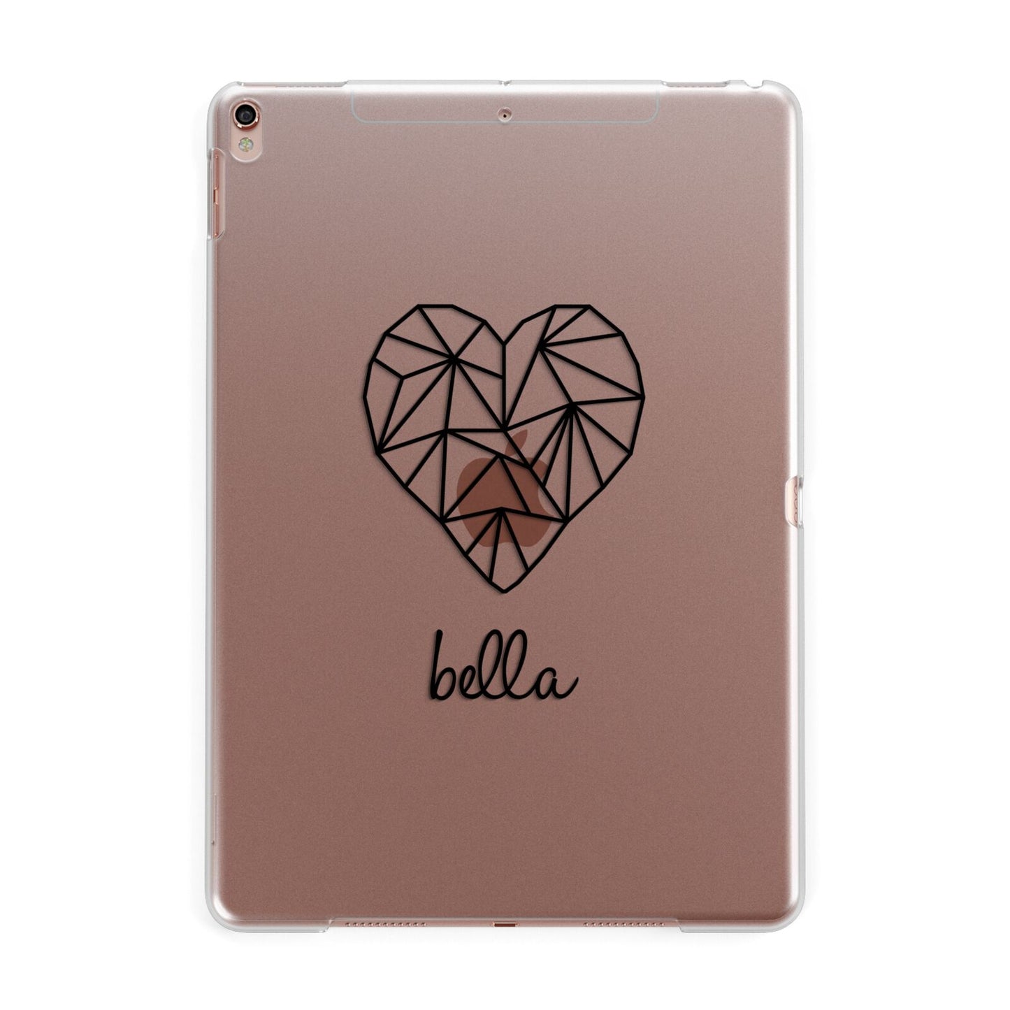 Personalised Geometric Heart Name Clear Apple iPad Rose Gold Case