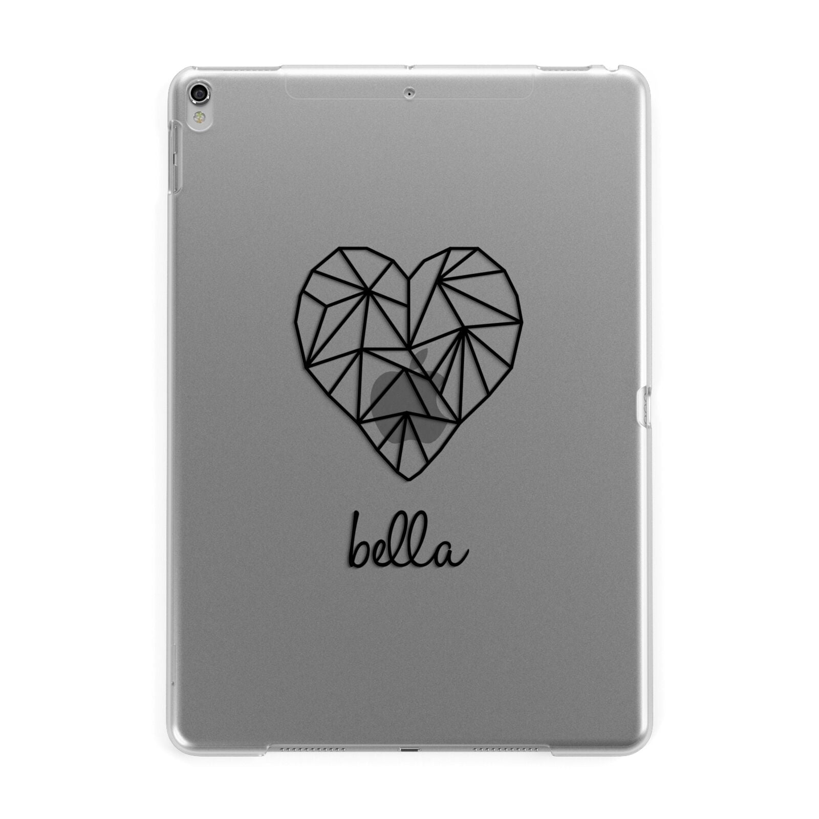 Personalised Geometric Heart Name Clear Apple iPad Silver Case