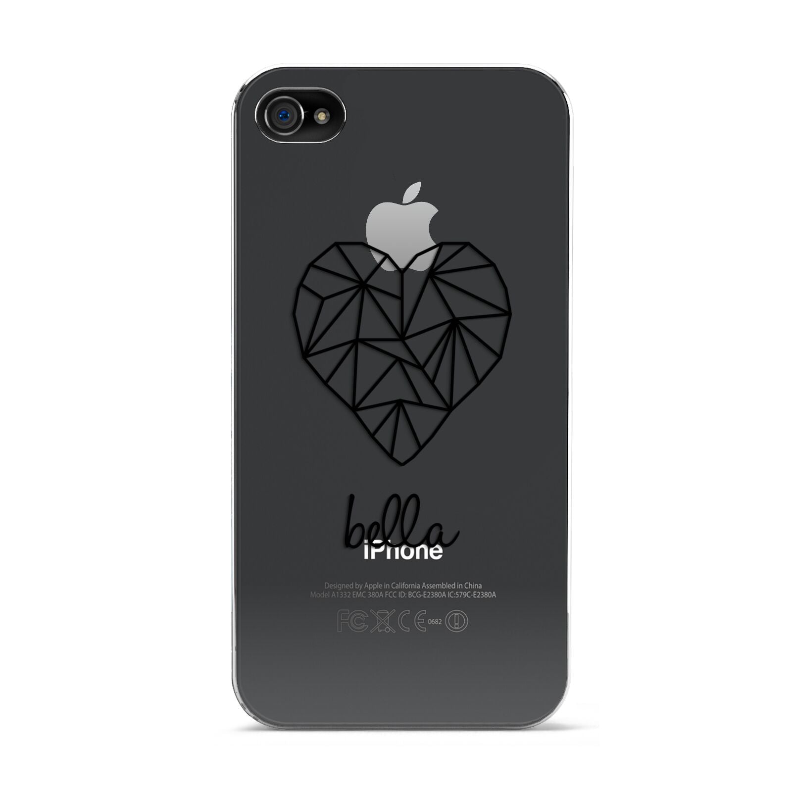 Personalised Geometric Heart Name Clear Apple iPhone 4s Case