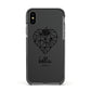 Personalised Geometric Heart Name Clear Apple iPhone Xs Impact Case Black Edge on Black Phone