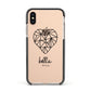 Personalised Geometric Heart Name Clear Apple iPhone Xs Impact Case Black Edge on Gold Phone