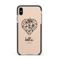 Personalised Geometric Heart Name Clear Apple iPhone Xs Max Impact Case Black Edge on Gold Phone