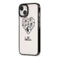 Personalised Geometric Heart Name Clear iPhone 13 Black Impact Case Side Angle on Silver phone