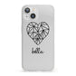 Personalised Geometric Heart Name Clear iPhone 13 Clear Bumper Case