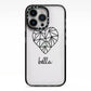 Personalised Geometric Heart Name Clear iPhone 13 Pro Black Impact Case on Silver phone