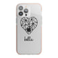 Personalised Geometric Heart Name Clear iPhone 13 Pro Max TPU Impact Case with Pink Edges