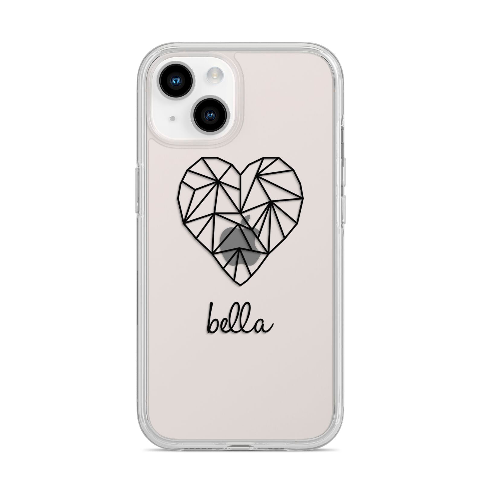 Personalised Geometric Heart Name Clear iPhone 14 Clear Tough Case Starlight