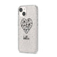 Personalised Geometric Heart Name Clear iPhone 14 Glitter Tough Case Starlight Angled Image