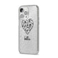 Personalised Geometric Heart Name Clear iPhone 14 Pro Max Glitter Tough Case Silver Angled Image