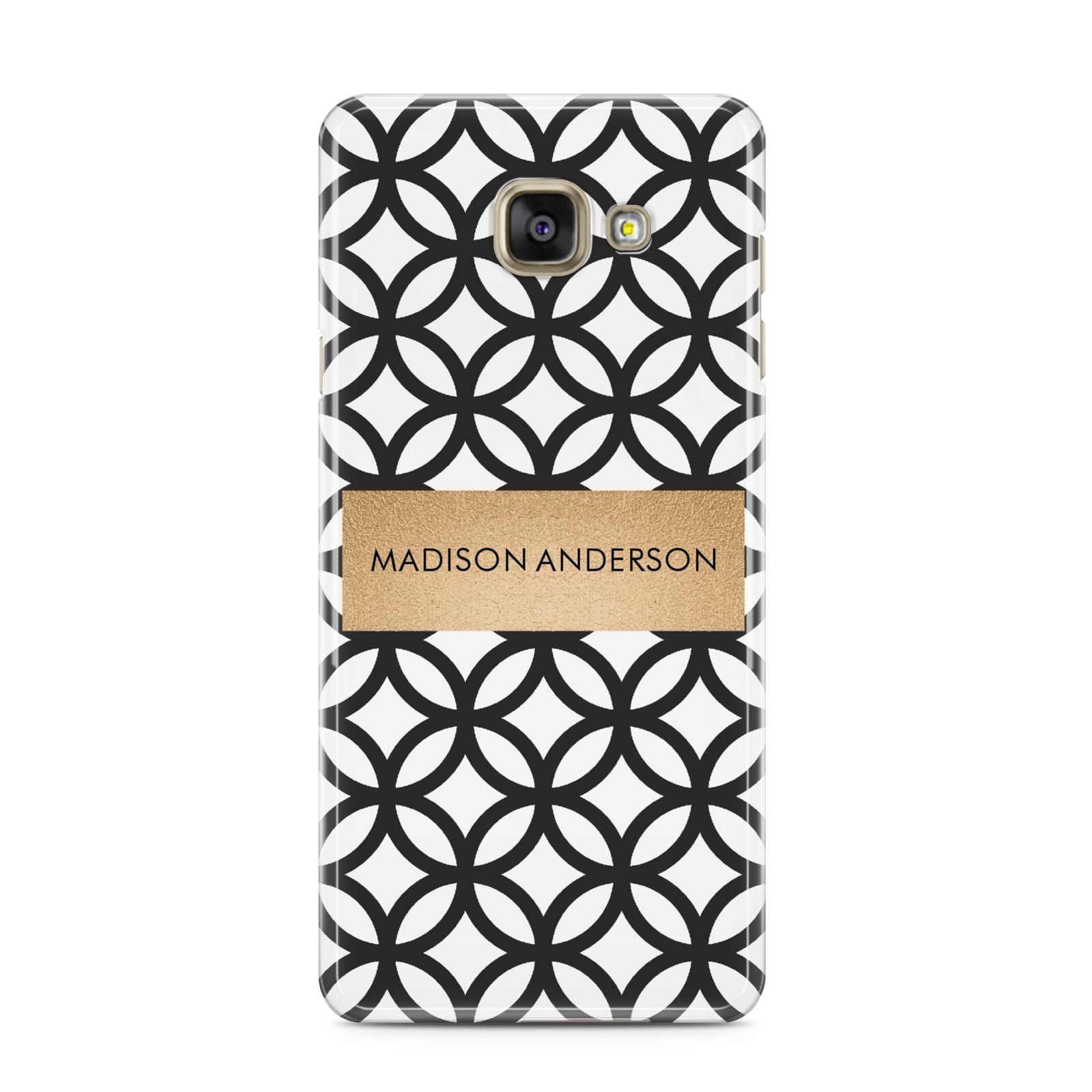 Personalised Geometric Name Or Initials Custom Samsung Galaxy A3 2016 Case on gold phone
