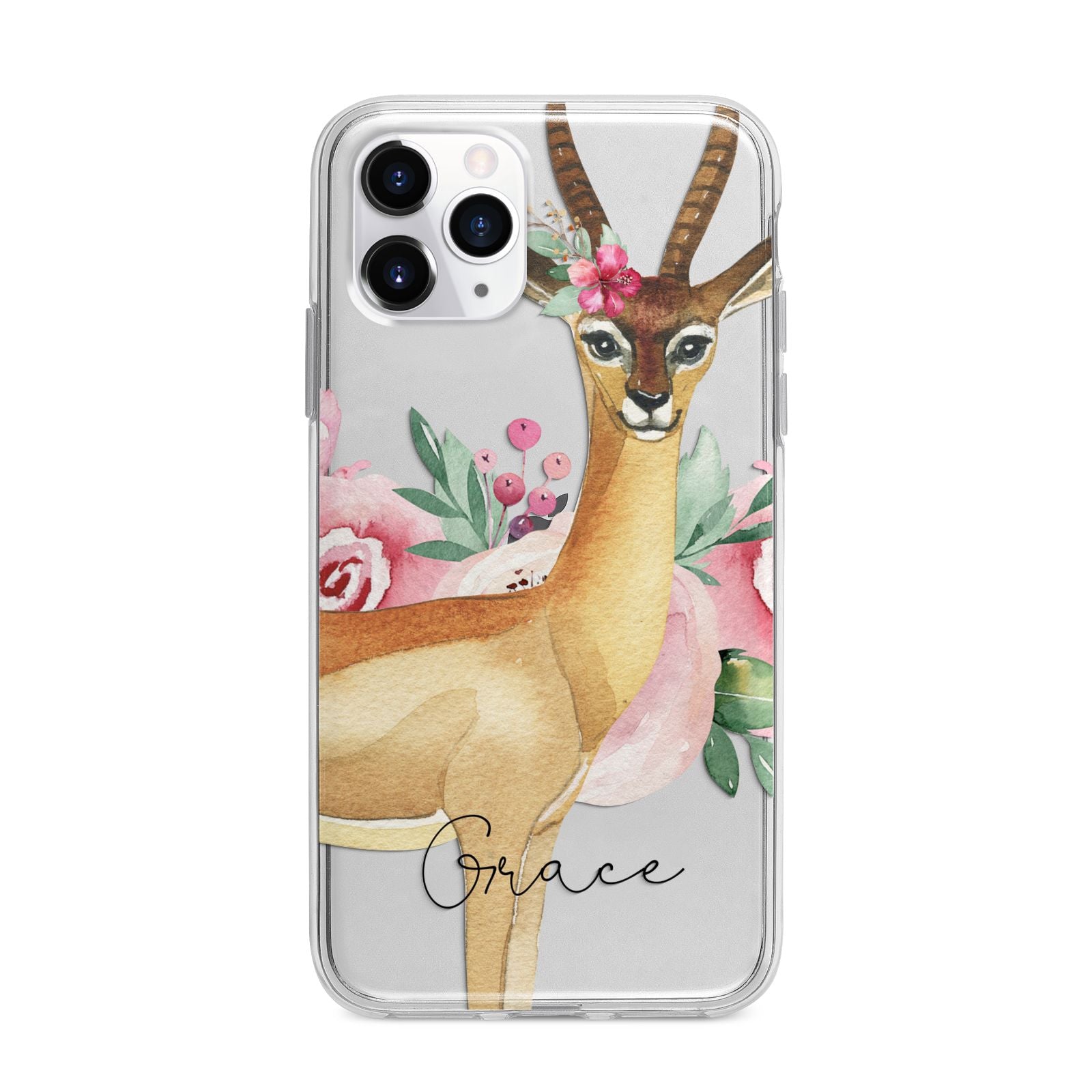Personalised Gerenuk Apple iPhone 11 Pro Max in Silver with Bumper Case