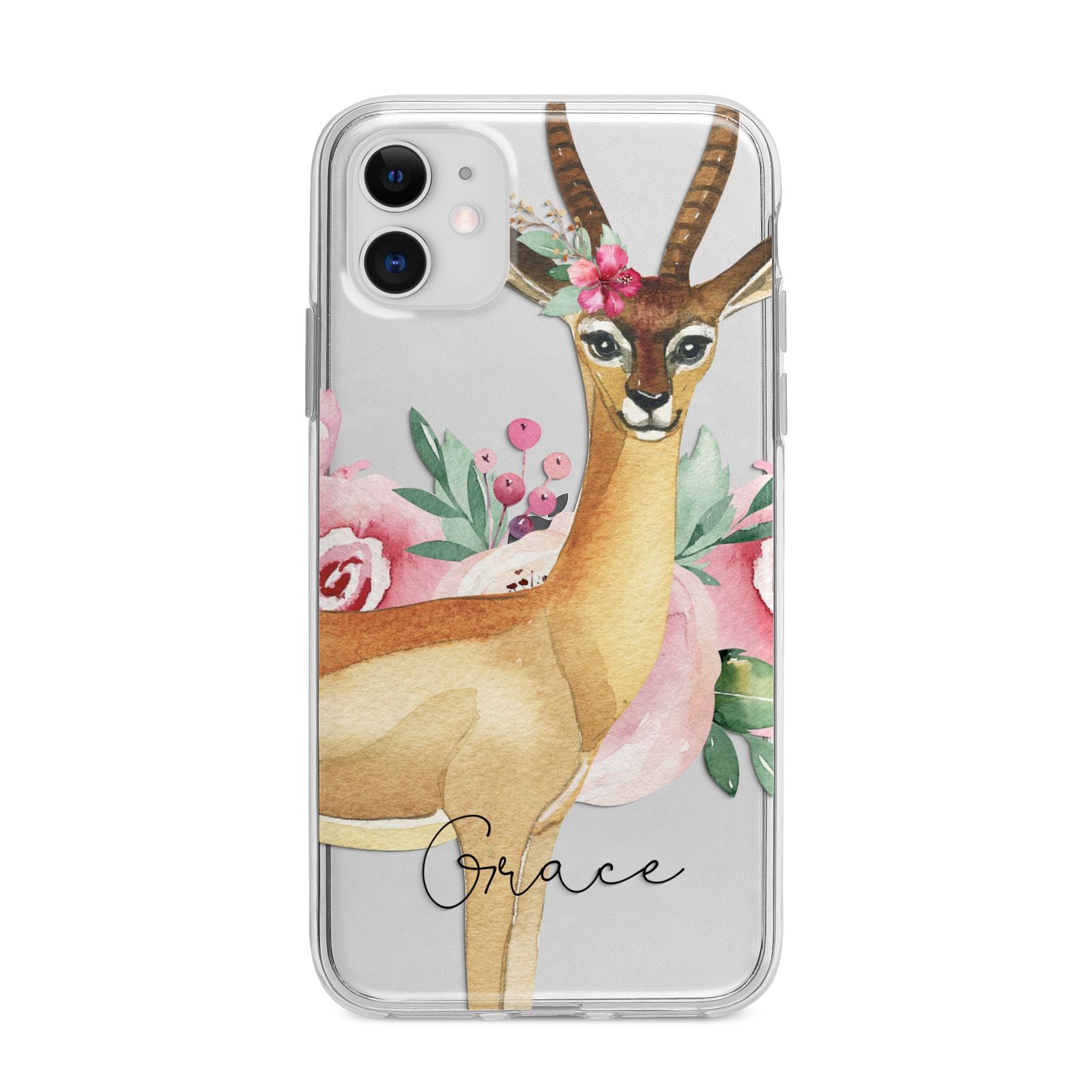 Personalised Gerenuk Apple iPhone 11 in White with Bumper Case