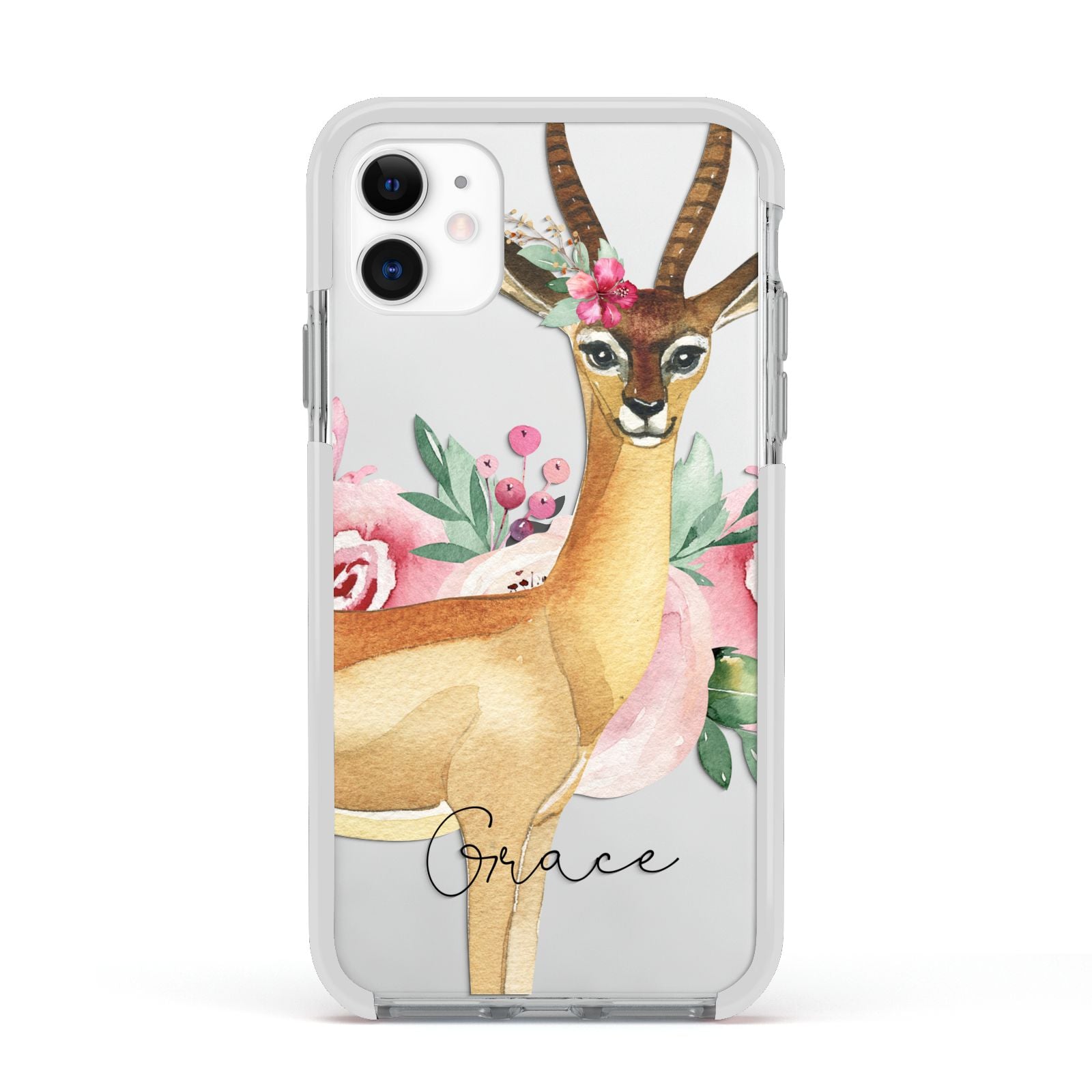 Personalised Gerenuk Apple iPhone 11 in White with White Impact Case