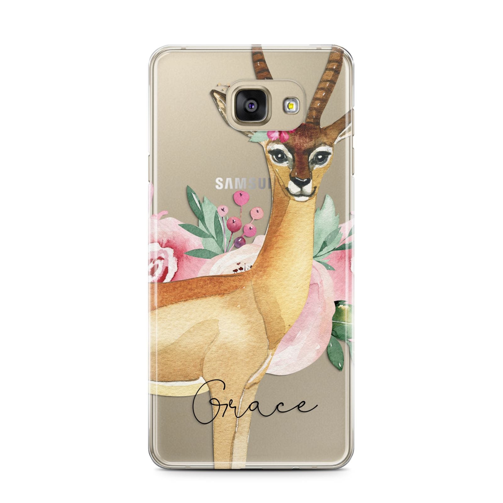 Personalised Gerenuk Samsung Galaxy A7 2016 Case on gold phone