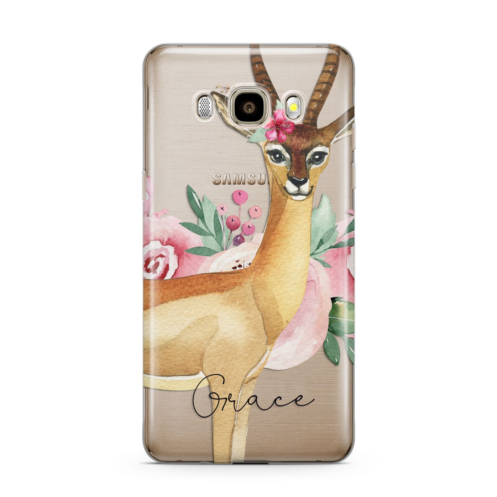 Personalised Gerenuk Samsung Galaxy J7 2016 Case on gold phone