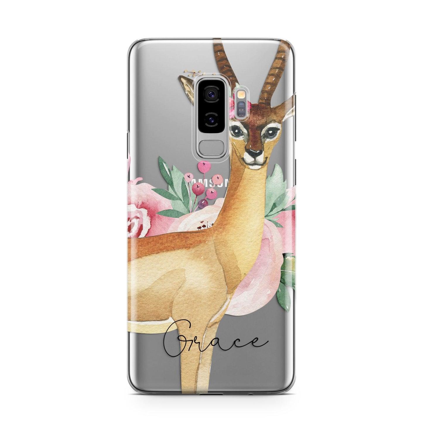Personalised Gerenuk Samsung Galaxy S9 Plus Case on Silver phone