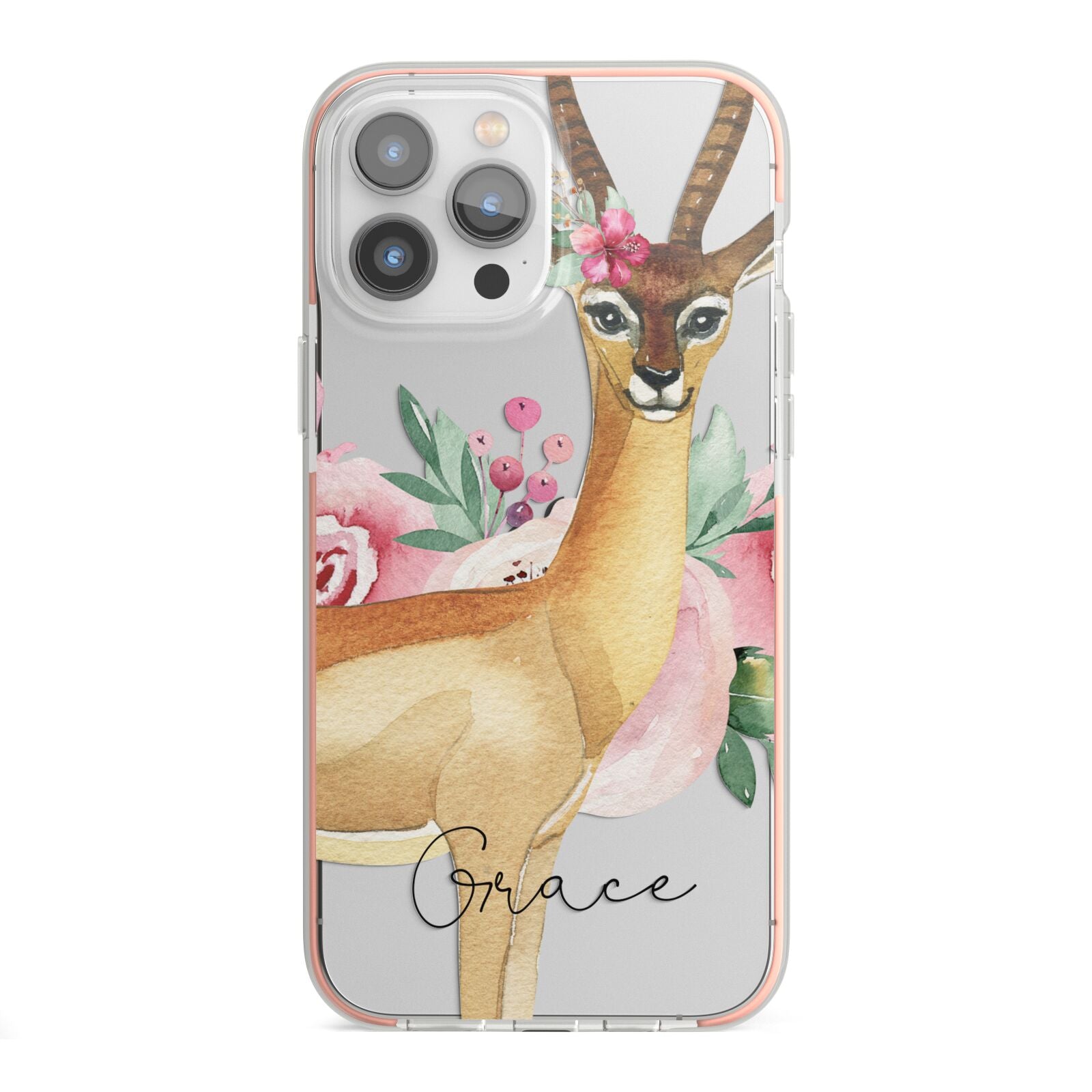 Personalised Gerenuk iPhone 13 Pro Max TPU Impact Case with Pink Edges