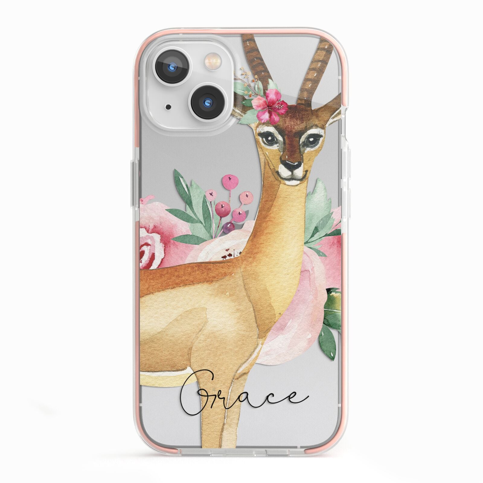 Personalised Gerenuk iPhone 13 TPU Impact Case with Pink Edges