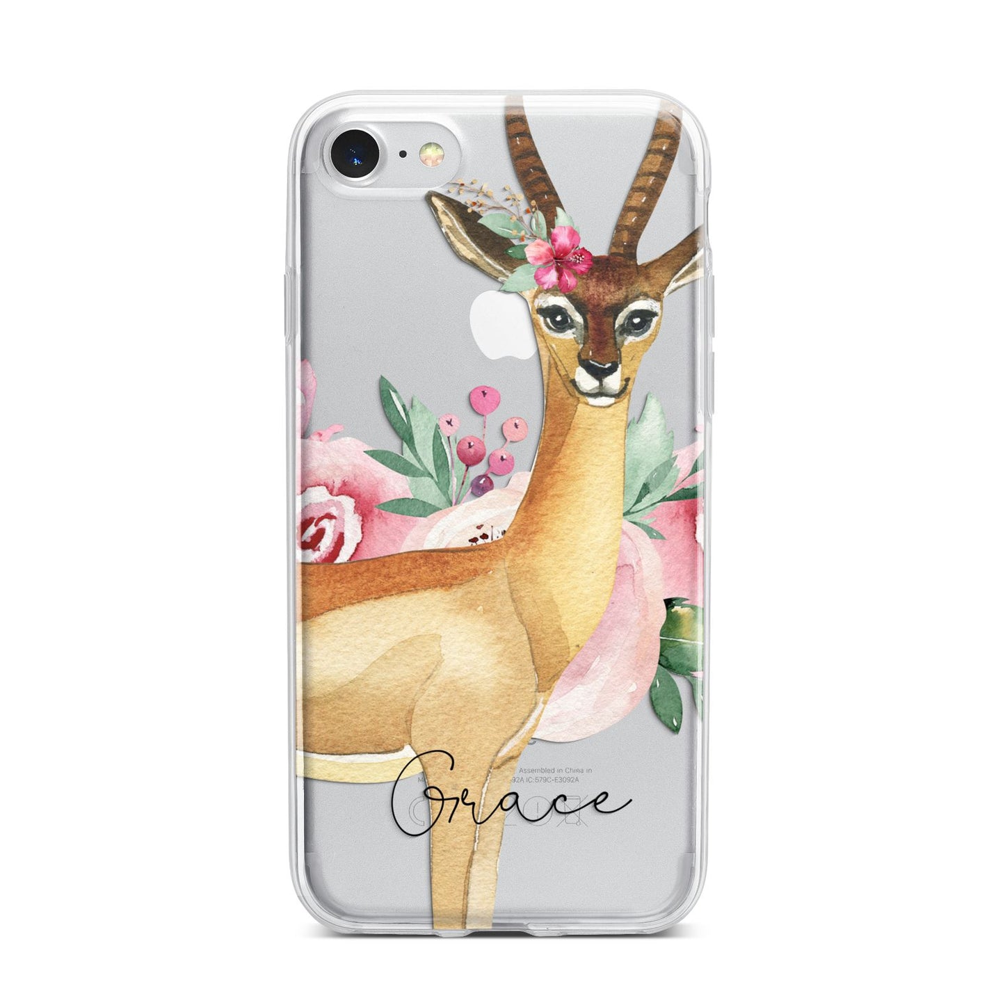 Personalised Gerenuk iPhone 7 Bumper Case on Silver iPhone