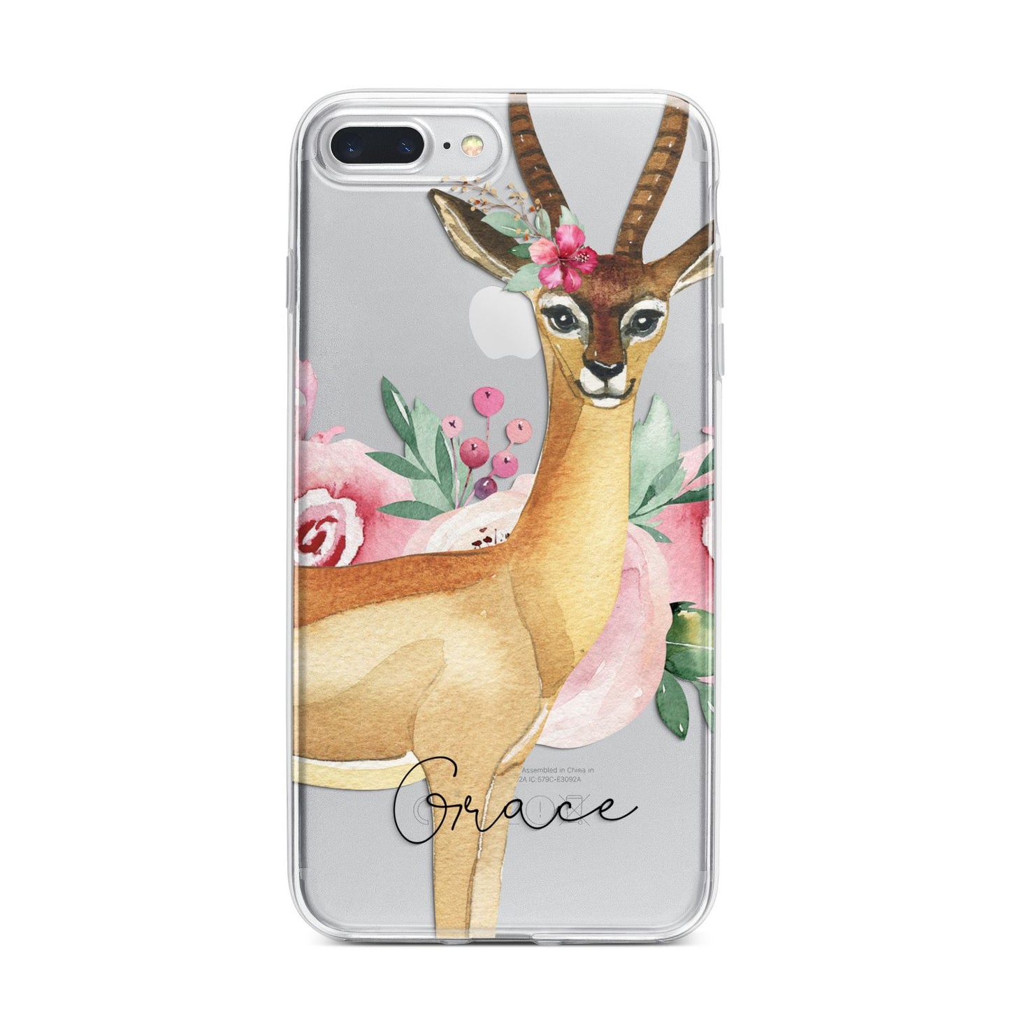 Personalised Gerenuk iPhone 7 Plus Bumper Case on Silver iPhone
