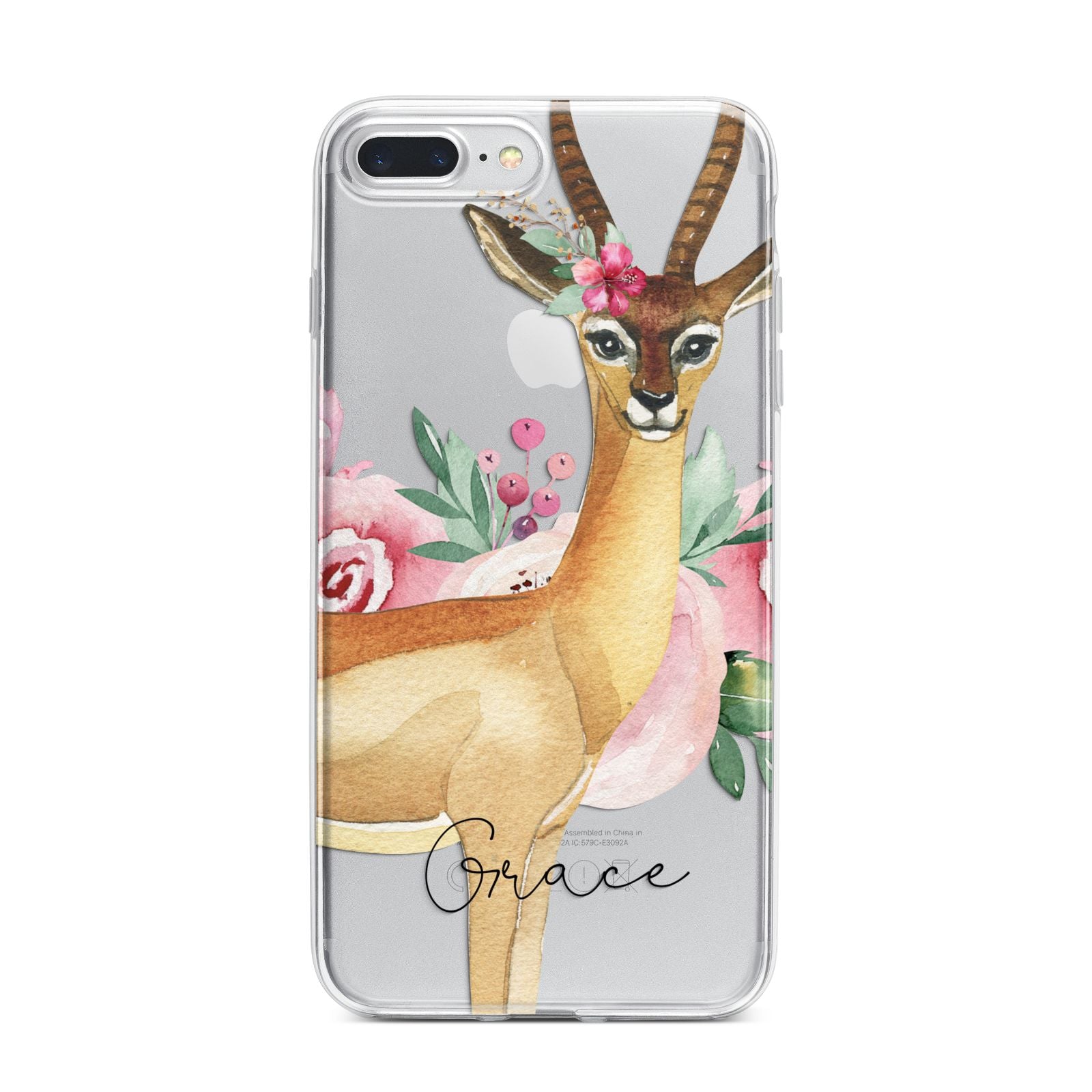 Personalised Gerenuk iPhone 7 Plus Bumper Case on Silver iPhone