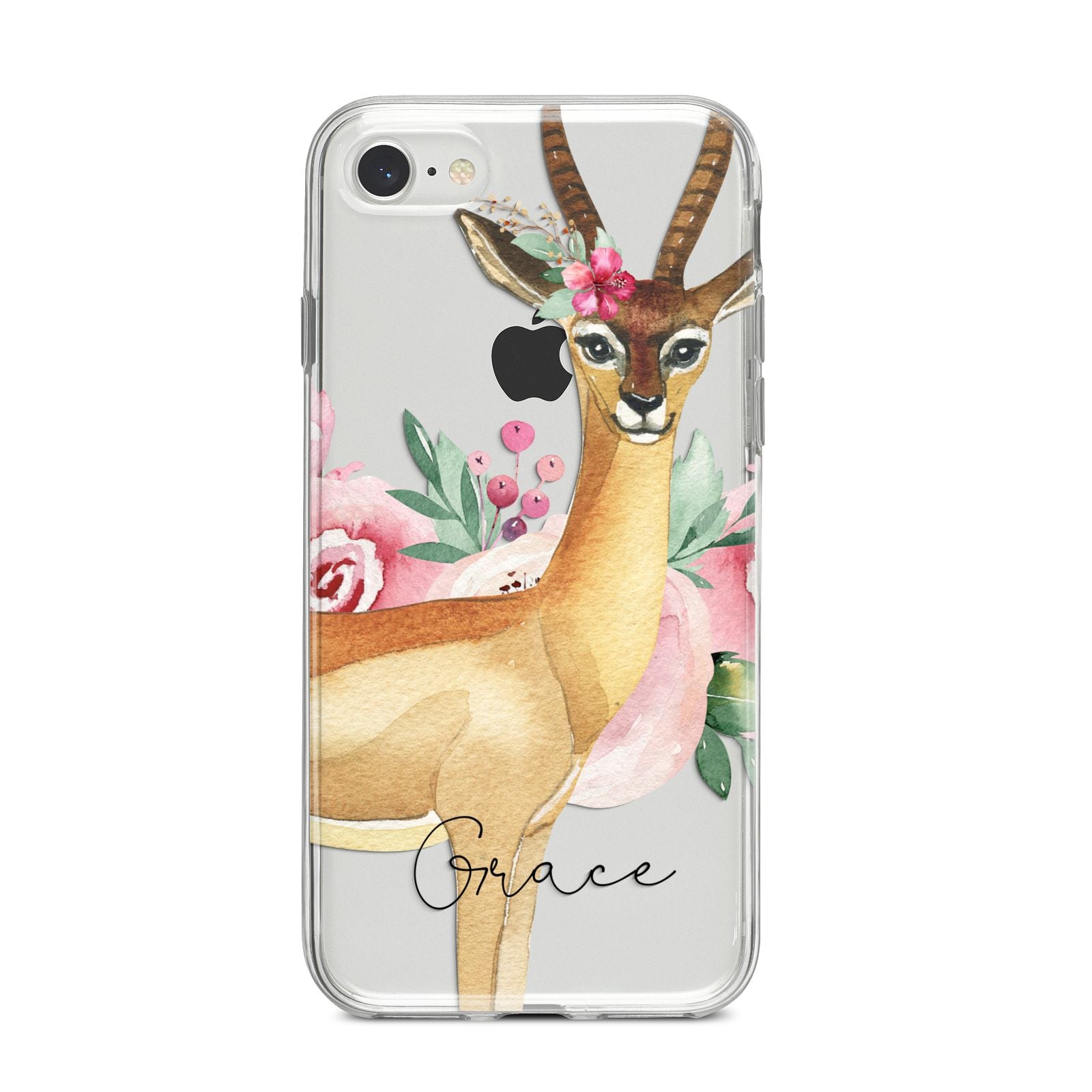 Personalised Gerenuk iPhone 8 Bumper Case on Silver iPhone