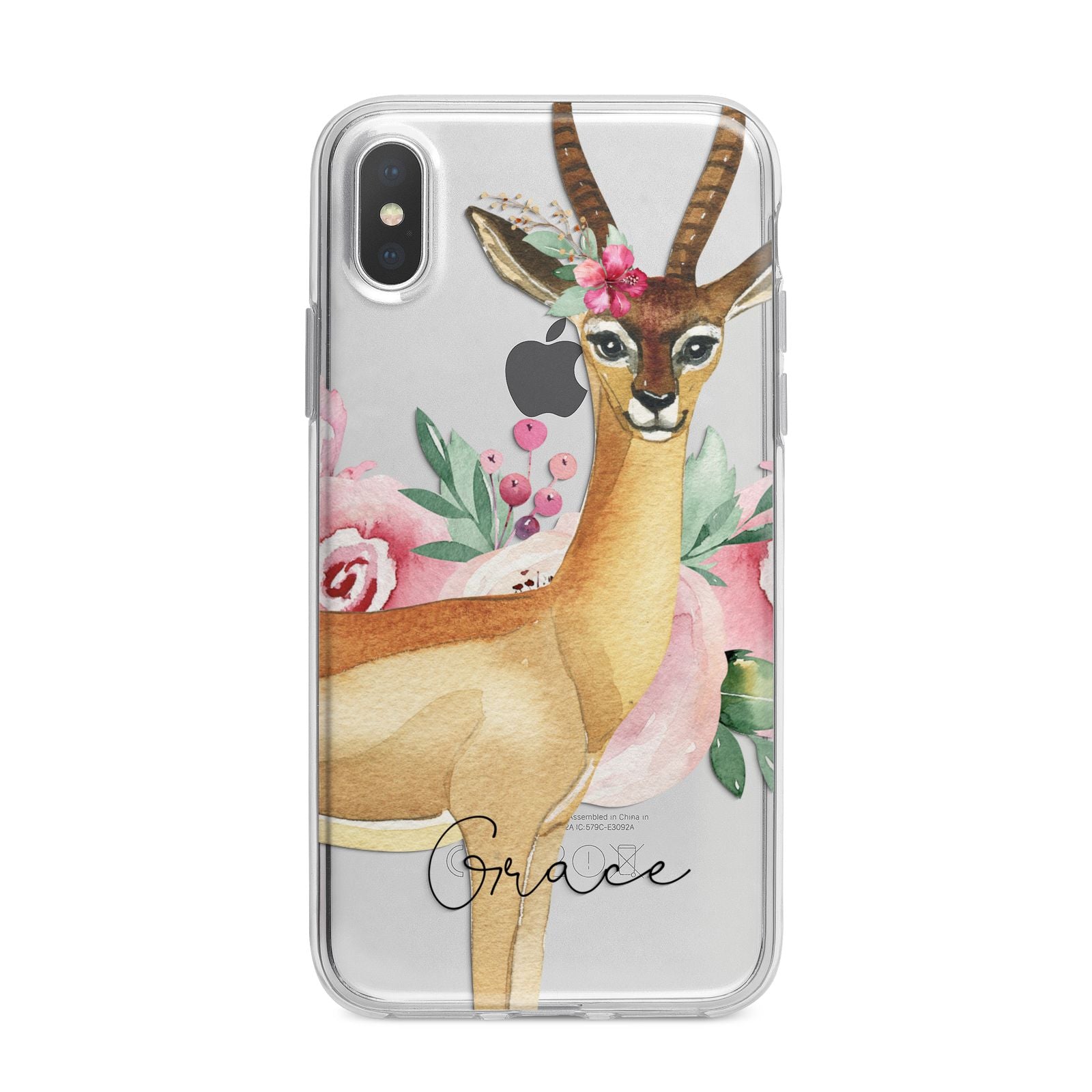 Personalised Gerenuk iPhone X Bumper Case on Silver iPhone Alternative Image 1