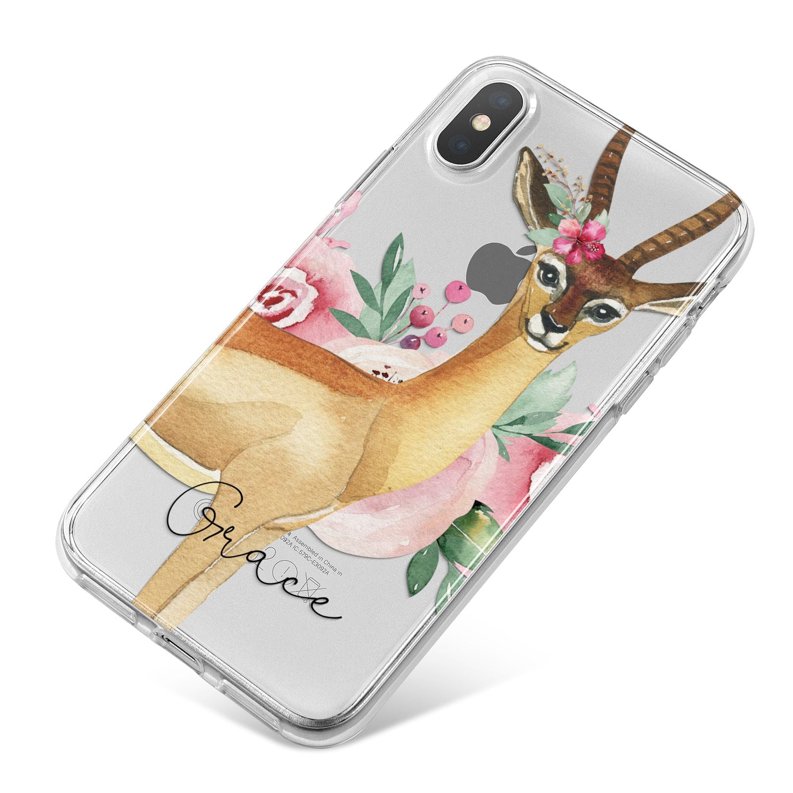 Personalised Gerenuk iPhone X Bumper Case on Silver iPhone