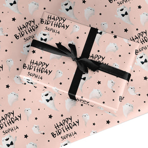 Personalised Ghosts Halloween Birthday Wrapping Paper