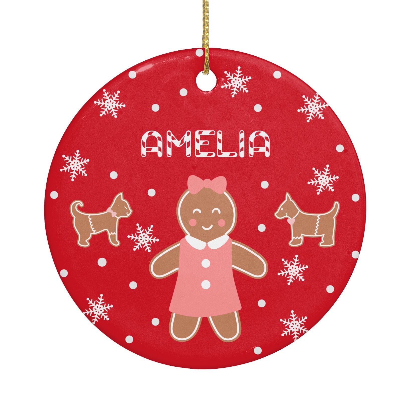 Personalised Gingerbread Girl Circle Decoration Back Image