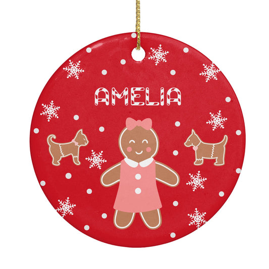 Personalised Gingerbread Girl Circle Decoration