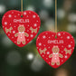 Personalised Gingerbread Girl Heart Decoration on Christmas Background
