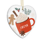 Personalised Gingerbread Latte Heart Decoration Side Angle