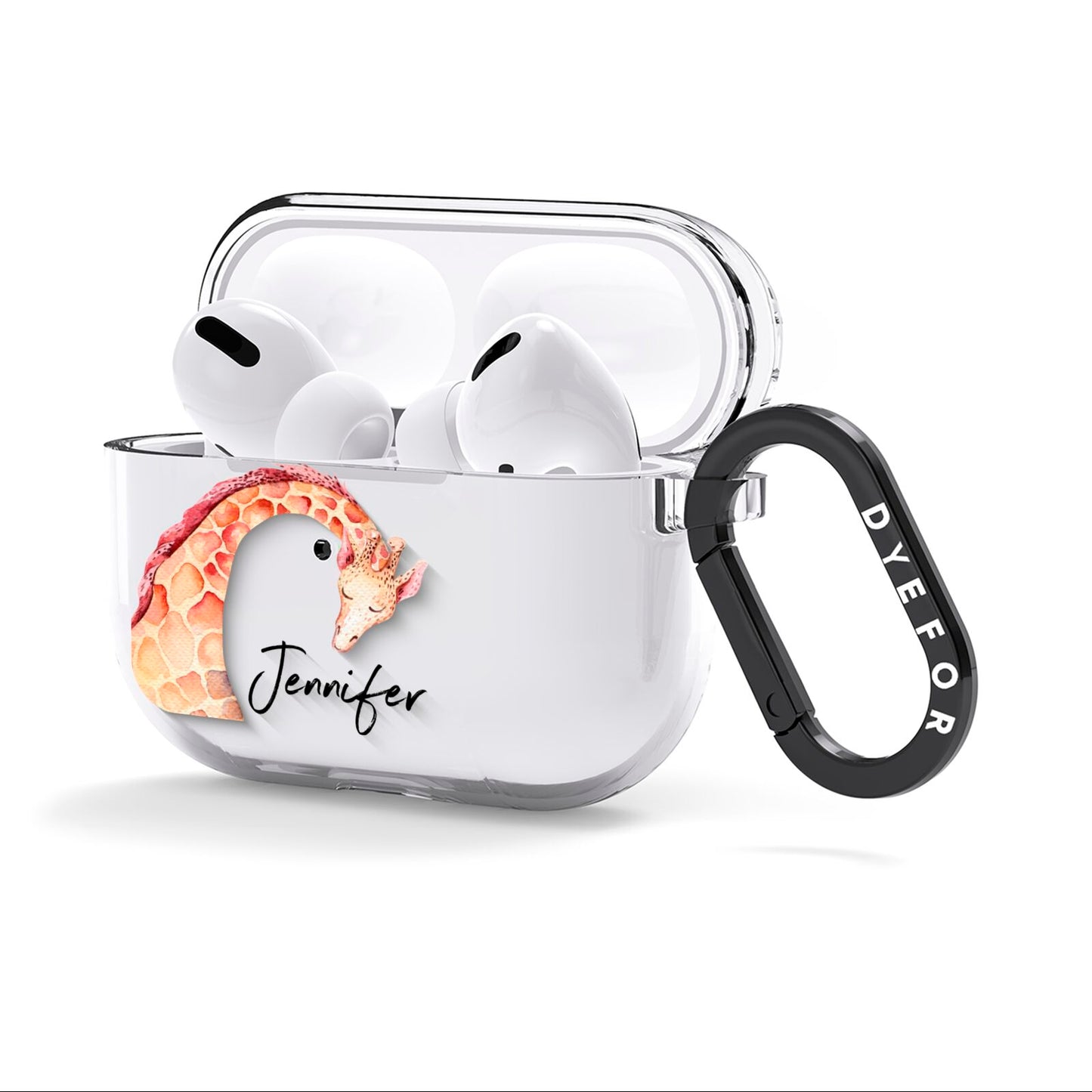 Personalised Giraffe AirPods Clear Case 3rd Gen Side Image