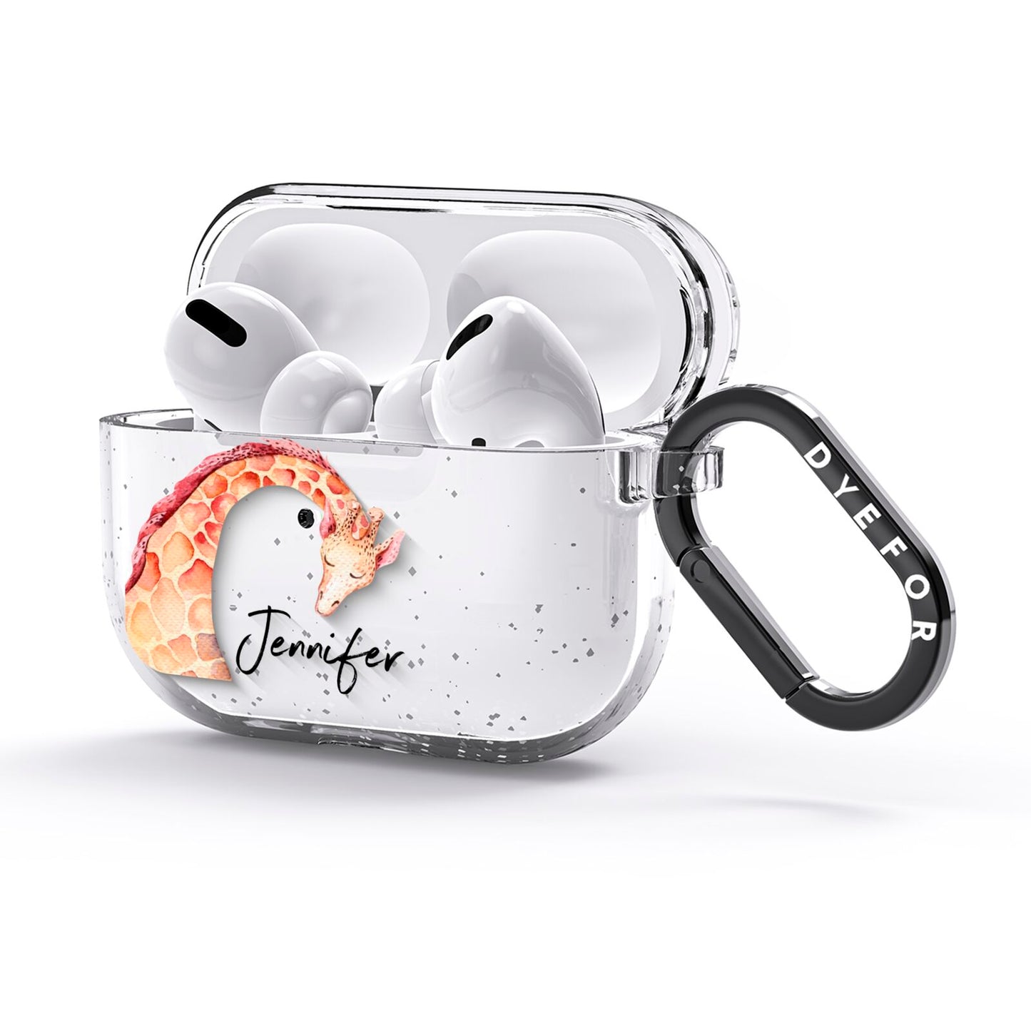 Personalised Giraffe AirPods Glitter Case 3rd Gen Side Image