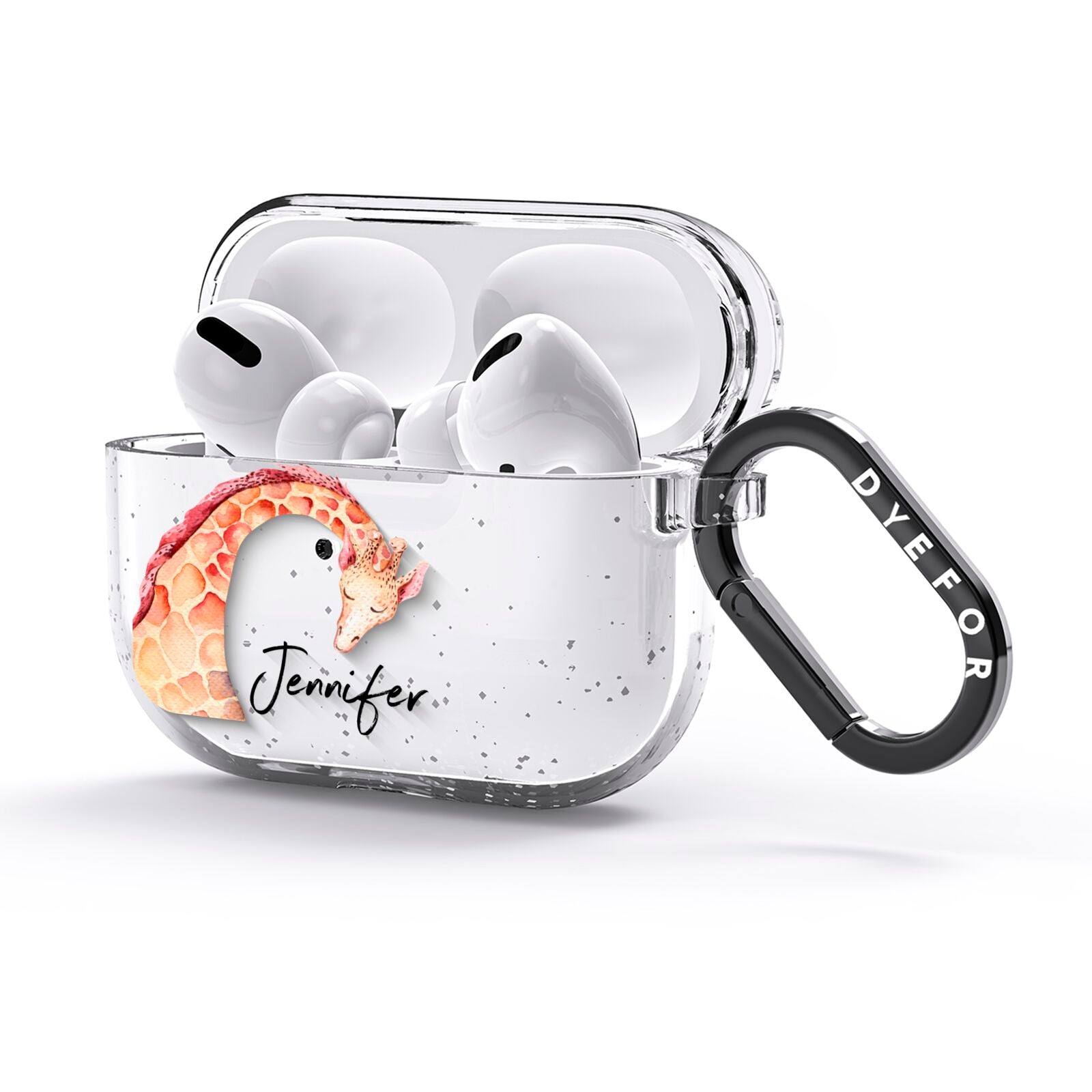 Personalised Giraffe AirPods Glitter Case 3rd Gen Side Image