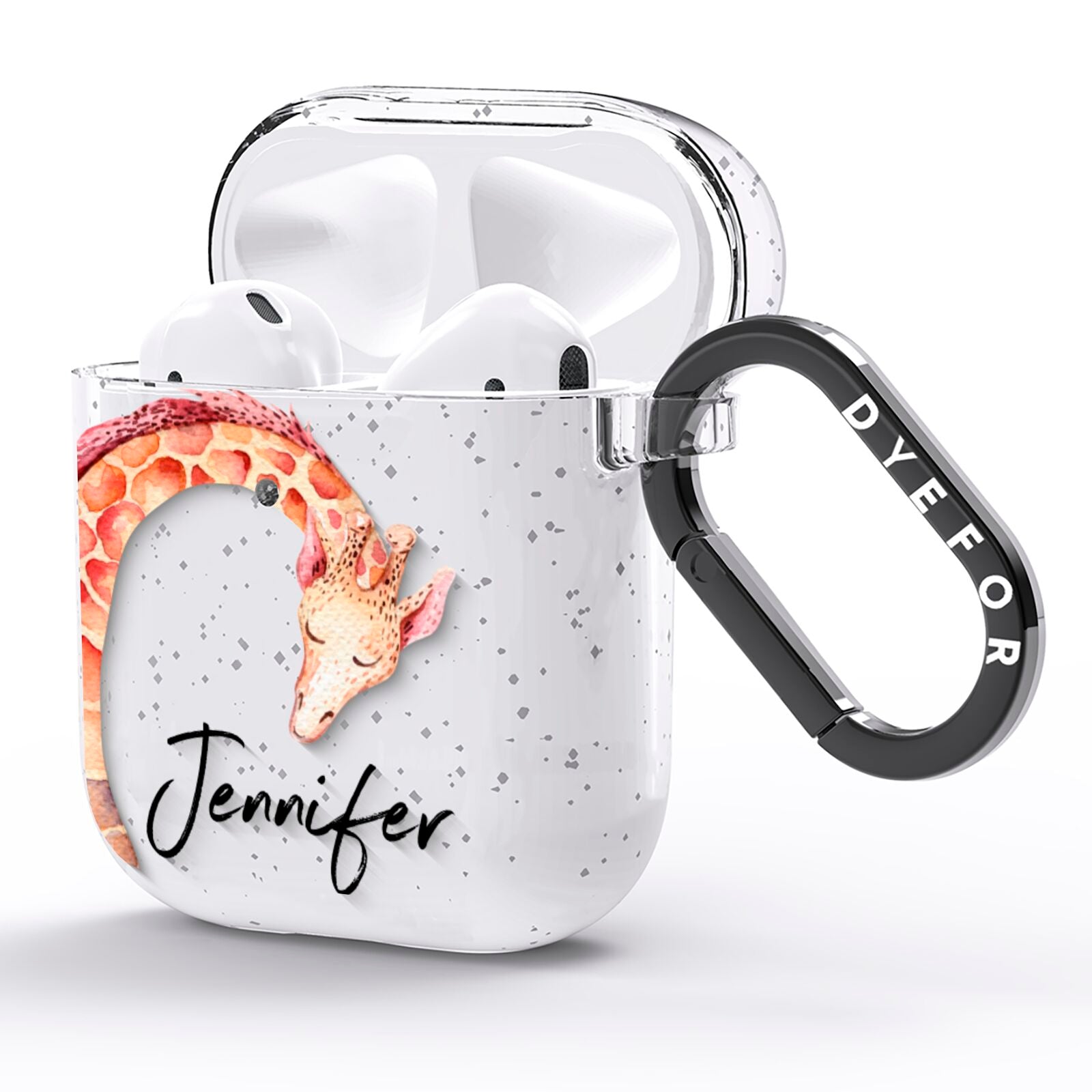 Personalised Giraffe AirPods Glitter Case Side Image